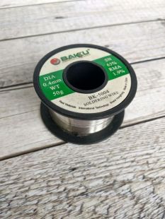 Припой катушка BAKU BK-5004 (0,4 мм, 30 гр, Sn 63% , Pb 35.1%, rma 1.9%) (M) 