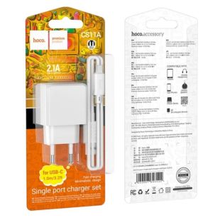 СЗУ-USB HOCO CS11A 1 Usb + кабель Type-C White (блистер)