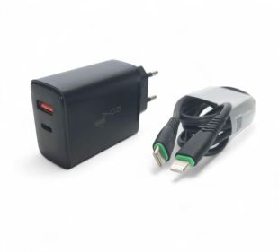 CЗУ 4you A52 (PD 22.5W, Fast Charger QC 3.0, 5V/3A, 9V/12V-1.5A, 2 выхода) black+кабель Type C-Light