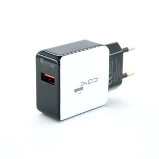 CЗУ 4you A40 (18W, Fast Charger QC 3.0, 5V/3A, 9V/12V-1.5A, 1USB) black/white