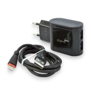 МЗП 4you A22S (2.4A, Smart IC, Auto ID, поліпшена плата, 2USB, Led підсвічування) black + iPhone