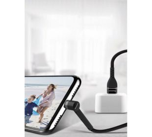 Usb-cable Micro USB RedDax RDX-388 2.4A 1m (круглий, тканинний, метал. коннектор, Г-образний) Black