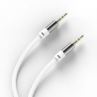 Аудио кабель 3,5mm/3,5mm AUX 2pin (плоский, метал. коннект, тех.пакет) White