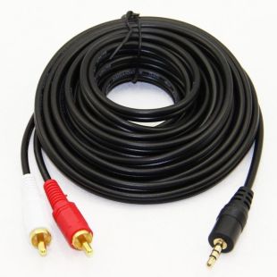 Кабель 3.5mm папа/2RCA папа 10m черный