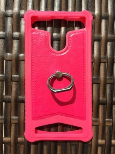 Бампер универсальный Silicon+Leather+Кольцо 4.5"(4,2-4,7) crimson "Акционная цена"
