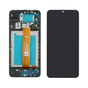 LCD Samsung A12/A125 с чёрным тачскрином + корпусная рамка Service Pack (М)