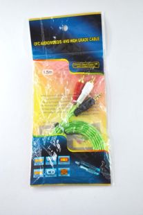 Кабель 3.5mm папа/2RCA папа 1.5m (силиконовая оплетка) Green 
