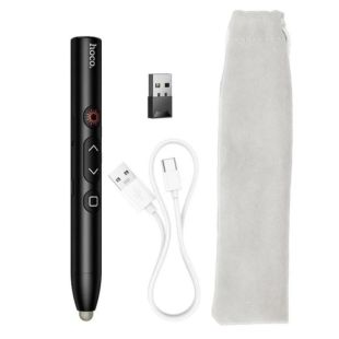 Презентер із лазерною указкою Hoco GM203 (бездротовий USB-приймач 2,4 ГГц, LCD, стілус) Black