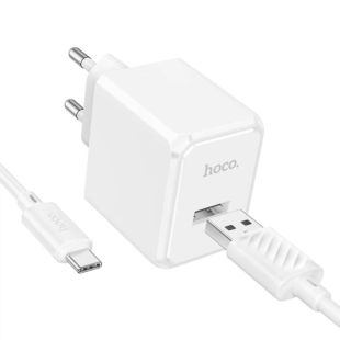 СЗУ-USB HOCO CS11A 1 Usb + кабель Type-C White (блистер)