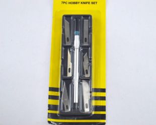 Скальпель Knife Set 7 in1 ручка с 6-ю лезвиями (коробка) желтая упаковка (W)