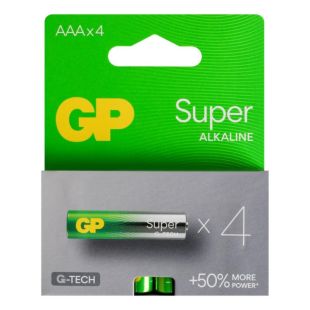 Батарейка GP 24AETA21-2GSB4 Super Alkaline LR03, AAA (4 в блистере, 40 в упаковке)
