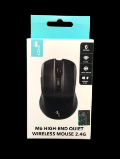 Мышь беспроводная 4you M6 black (Тихая, 2.4Ггц, 6кн, 800-1600DPI, 12мес гарантия) 