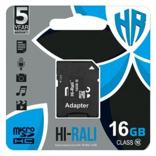 Micro SD 16Gb Hi-Rali Class 10 c ад. (UHS-1)