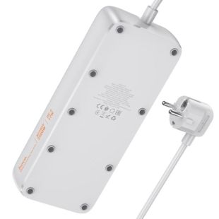 Подовжувач мережевий HOCO AC21 3m (3USB/1 Type-C/4xSocket) Black