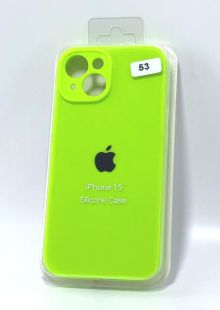 Чехол iPhone 15 Silicon Case original FULL Camera №53 neon green (4you) "Акционная цена"