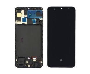 LCD Samsung A50/A505 із чорним тачскрином + корпусна рамка OLED (M) 