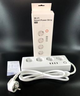 Сетевой фильтр CZ-A26 1.8м (4 розетки, 4 USB, 16A, app control, Timing, Remote Control)