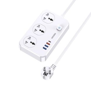 Фільтр мережевий Kakusiga KSC-948 1.5m (2500W, 3USB(1QC), Type C, 3 розетки) White