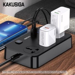 Фільтр мережевий Kakusiga KSC-948 1.5m (2500W, 3USB, Type C, 3 розетки) Black