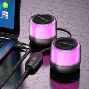 Портативная колонка 2 in 1 BOROFONE BP12 LED (Bluetooth 5.2) Black