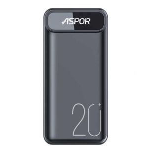 Power Bank 20000mAh Aspor A396 (22.5W/PD/QC4.0) Black (12міс гарантія)