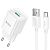 МЗП-USB HOCO C145A (1USB/18W/3A) + кабель Type-C White