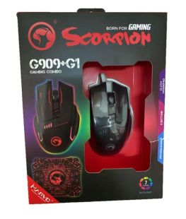 Мышь проводная MARVO G909L+G1 (игровая, Led,+коврик) Black