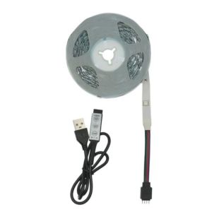 LED стрічка USB RGB 5V, IP 20, 5м, з кнопками керування, на самоклейці (М) - Ціна Тижня!