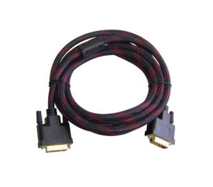 Кабель DVI (папа/папа) 1,5м черно-красная оплетка (2 феррита)