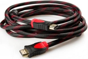 Кабель HDMI (папа-папа) 5м черно-красная оплетка (двойной феррит) v1.4