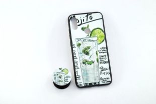 Чехол Xiaomi Redmi 7 Silicon Glass Print (M14) + popsocket "Акционная цена"