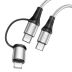 Cable 2 in 1 Type-C/Type-C+iPhone 5 HOCO X50 3A 1m (круглый,тканевый) Grey