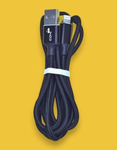 Usb-cable iPhone 5 4you Rido Fast Charge (2.1A, круглый, ткань, черный, 1.5М)