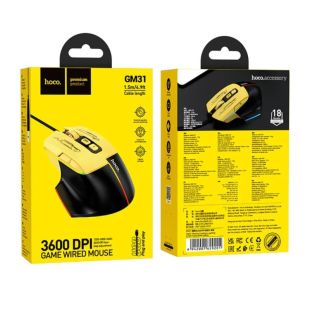 Миша провідна HOCO GM31 Black/yellow