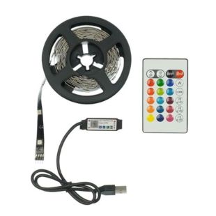 LED стрічка USB RGB 5V, IP 20, 2м, з Bluetooth та пультом, на самоклейці (М) - Ціна Тижня!
