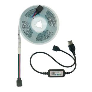 LED стрічка USB RGB 5V, IP 20, 10м, 100 світлодіодів, Bluetooth, на самоклейці (М) - Ціна Тижня!