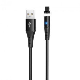Usb-cable iPhone 5 HOCO X60 2.4A 1m (круглий, magnetic) Black