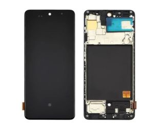 LCD Samsung A51/A515 із чорним тачскрином + корпусна рамка OLED FUII SIZE 6.46" (М)