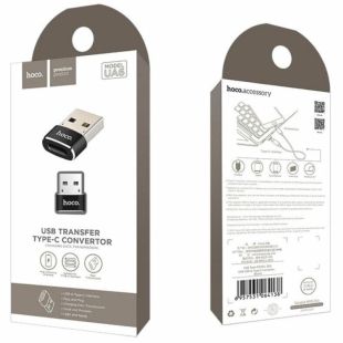 Переходник HOCO UA6 c USB папа/Type-C мама Black