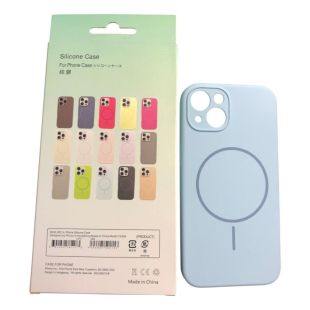 Чехол iPhone 14Pro Silicon BEATS with MagSafe №1 Light blue