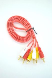 Аудіо кабель RCA: 3RCA-3RCA (3 тюльпана) 1.5m (силіконова оплетка) Red