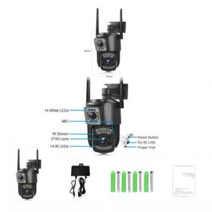 IP-камера V380 SC03 вулична (SIM-картка, на 2 камери) Black