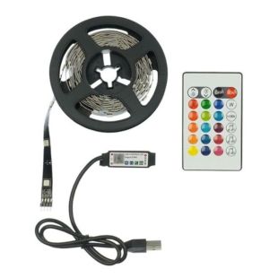 LED стрічка USB RGB 5V, IP 20, 3м, з Bluetooth та пультом, на самоклейці (М) - Ціна Тижня!