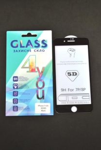 Защитное стекло iPhone 7+ /8+ 3D/6D Black 4you