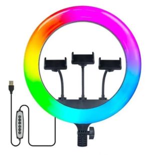 Кольцевая лампа RGB MJ36 36см (три держателя, без подставки)