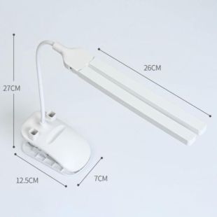 LED настольная USB лампа гибкая, двойная, 1 аккумулятор + прищепкой белая (М) - Цена Недели!