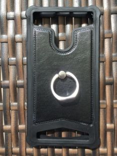 Бампер универсальный Silicon+Leather+Кольцо 4.5"(4,2-4,7) black "Акционная цена"