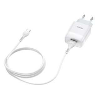 СЗУ-USB HOCO C72Q QC3.0 2A 1 Usb + кабель Type-C (блистер) White/grey