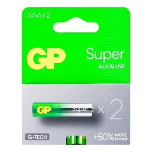 Батарейка GP 24AETA21-2GSB2 Super Alkaline LR03, AAA (2 в блистере, 20 в упаковке)