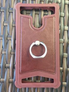Бампер универсальный Silicon+Leather+Кольцо 4.5"(4,2-4,7) brown "Акционная цена"